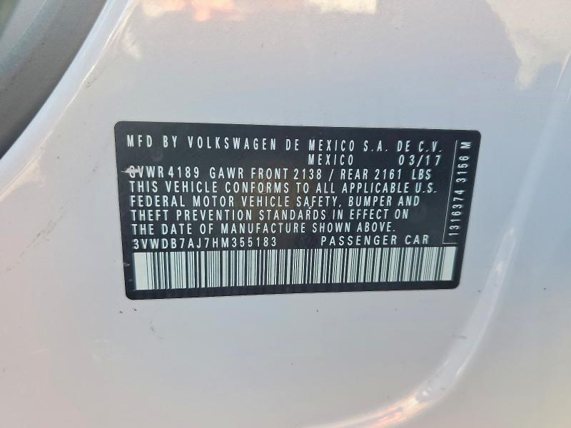 Продаж на аукціоні авто 2017 Volkswagen Jetta, vin: 3VWDB7AJ7HM355183, номер лоту: 72039736