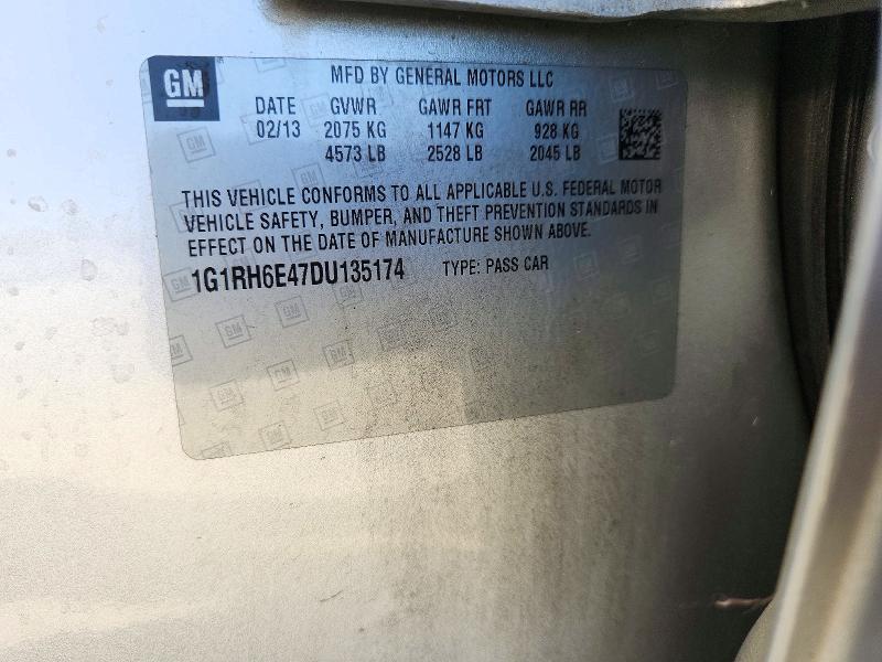 2013 Chevrolet Volt მანქანა იყიდება აუქციონზე, vin: 1G1RH6E47DU135174, აუქციონის ნომერი: 72405006