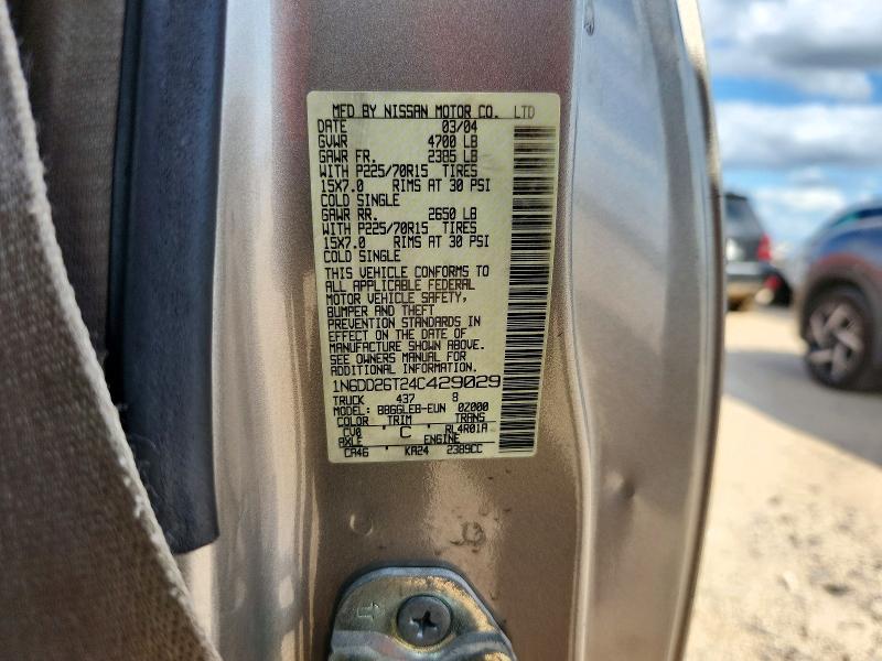 2004 Nissan Frontier მანქანა იყიდება აუქციონზე, vin: 1N6DD26T24C429029, აუქციონის ნომერი: 71320016