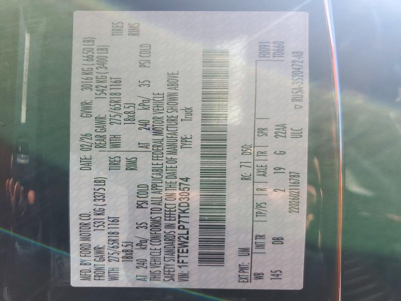 Продаж на аукціоні авто 2026 Ford F150, vin: 1FTEW2LP7TKD30574, номер лоту: 72550696