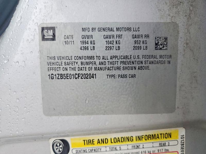 71491116 :رقم المزاد ، 1G1ZB5E01CF202041 vin ، 2012 Chevrolet Malibu مزاد بيع