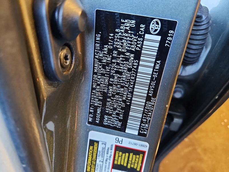 2014 Toyota Camry მანქანა იყიდება აუქციონზე, vin: 4T4BF1FK4ER377485, აუქციონის ნომერი: 71953346