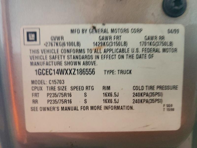 73334246 :رقم المزاد ، 1GCEC14WXXZ186556 vin ، 1999 Chevrolet Silverado مزاد بيع