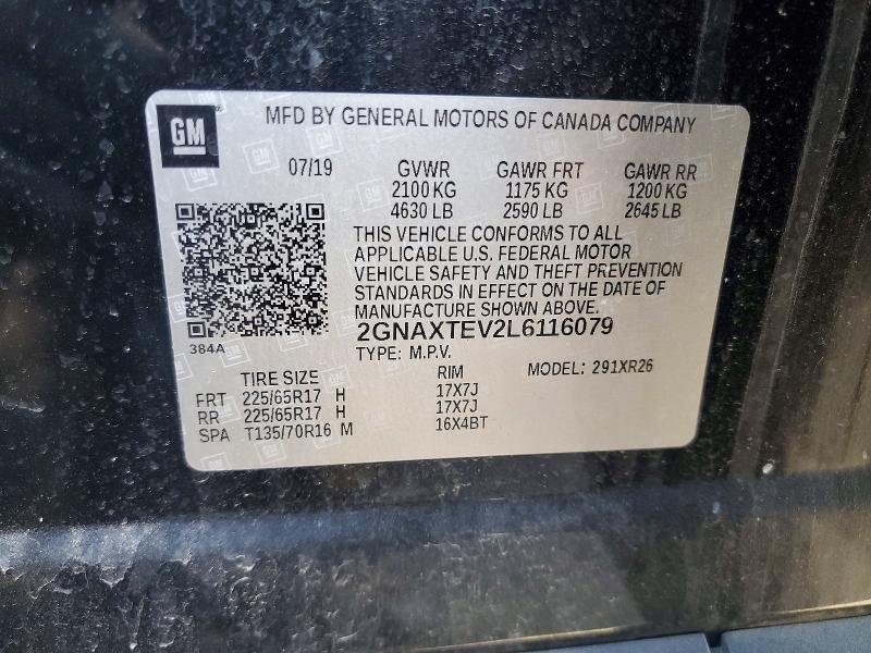 73348836 :رقم المزاد ، 2GNAXTEV2L6116079 vin ، 2020 Chevrolet Equinox مزاد بيع
