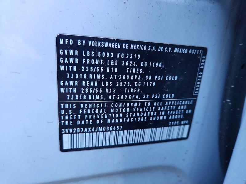 Aukcja sprzedaży 2018 Volkswagen Tiguan, vin: 3VV2B7AX4JM036457, numer aukcji: 71141166
