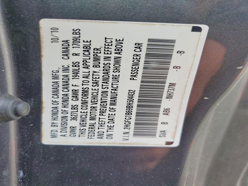 Продаж на аукціоні авто 2011 Honda Civic, vin: 2HGFG1B69BH504432, номер лоту: 71613316