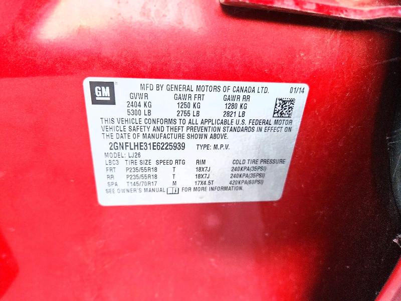 70912546 :رقم المزاد ، 2GNFLHE31E6225939 vin ، 2014 Chevrolet Equinox مزاد بيع