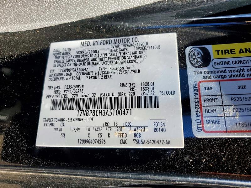Продаж на аукціоні авто 2010 Ford Mustang, vin: 1ZVBP8CH3A5100471, номер лоту: 72303706