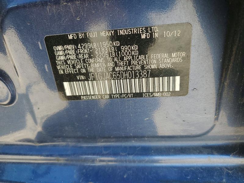 71241626 :رقم المزاد ، JF1GJAC65DH013387 vin ، 2013 Subaru Impreza مزاد بيع
