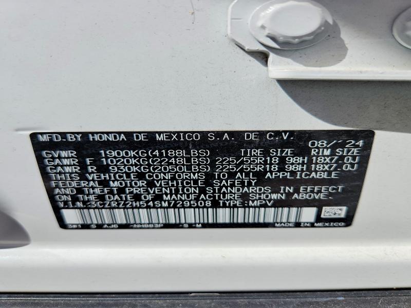 Продажа на аукционе авто 2025 Honda Hr-v, vin: 3CZRZ2H54SM729508, номер лота: 72126346