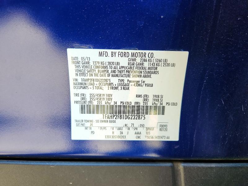 Продаж на аукціоні авто 2013 Ford Taurus, vin: 1FAHP2F81DG232875, номер лоту: 71882526
