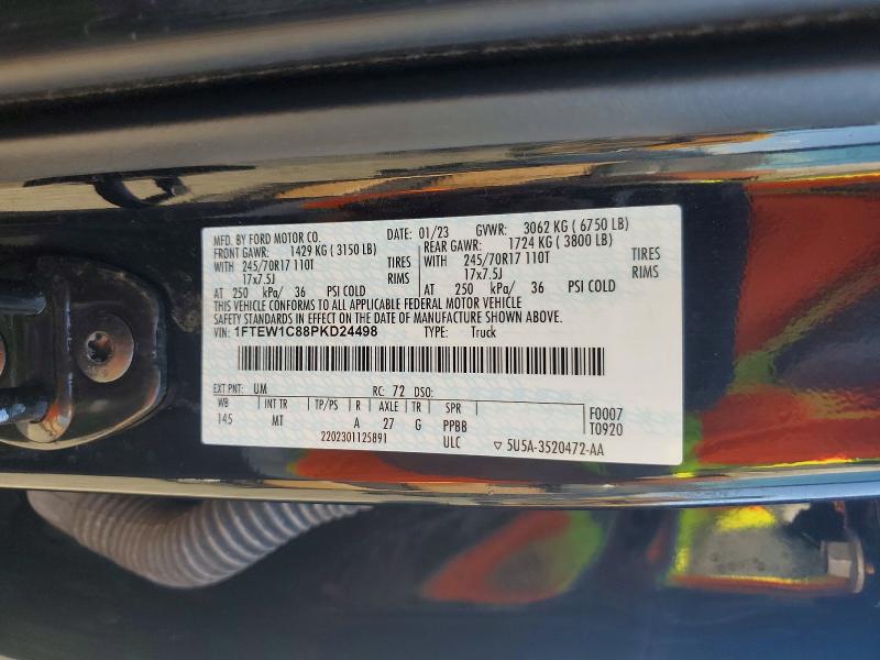 2023 Ford F150 მანქანა იყიდება აუქციონზე, vin: 1FTEW1C88PKD24498, აუქციონის ნომერი: 72244296
