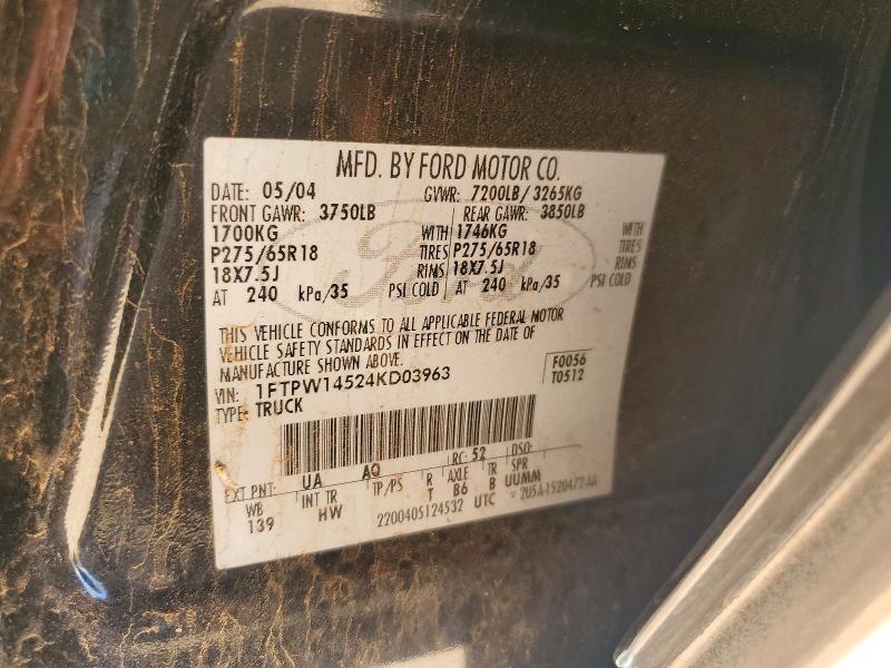 Продажа на аукционе авто 2004 Ford F150, vin: 1FTPW14524KD03963, номер лота: 71267806