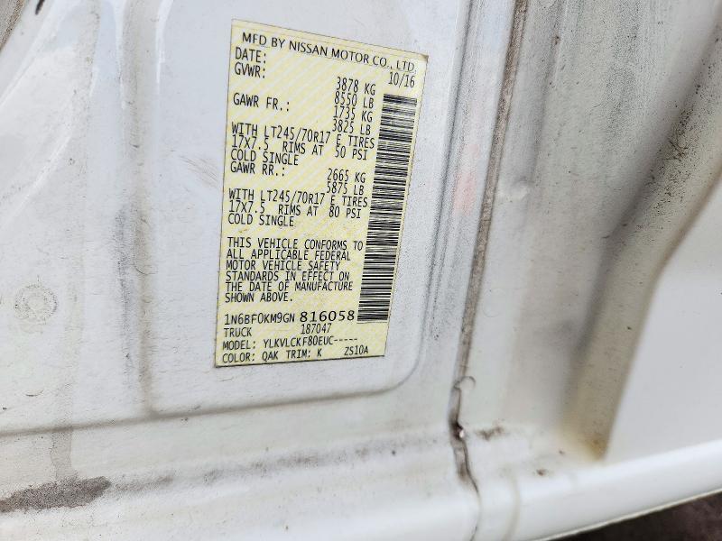 2016 Nissan Nv მანქანა იყიდება აუქციონზე, vin: 1N6BF0KM9GN816058, აუქციონის ნომერი: 72509336