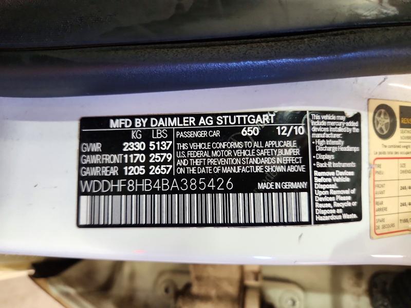 2011 Mercedes-benz E მანქანა იყიდება აუქციონზე, vin: WDDHF8HB4BA385426, აუქციონის ნომერი: 72208246