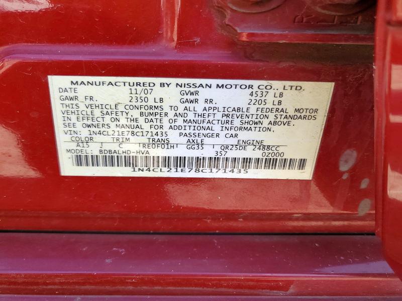 Aukcja sprzedaży 2008 Nissan Altima Hybrid, vin: 1N4CL21E78C171435, numer aukcji: 72802016