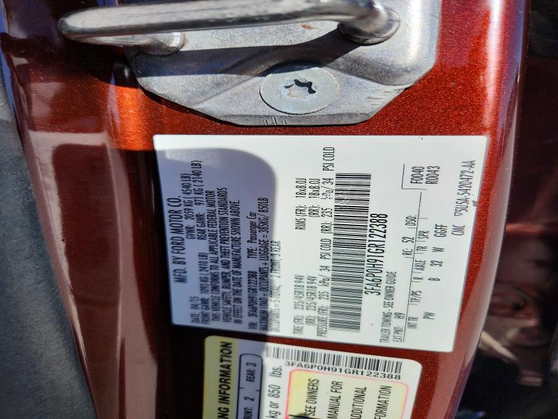 71730406 :رقم المزاد ، 3FA6P0H91GR122388 vin ، 2016 Ford Fusion مزاد بيع