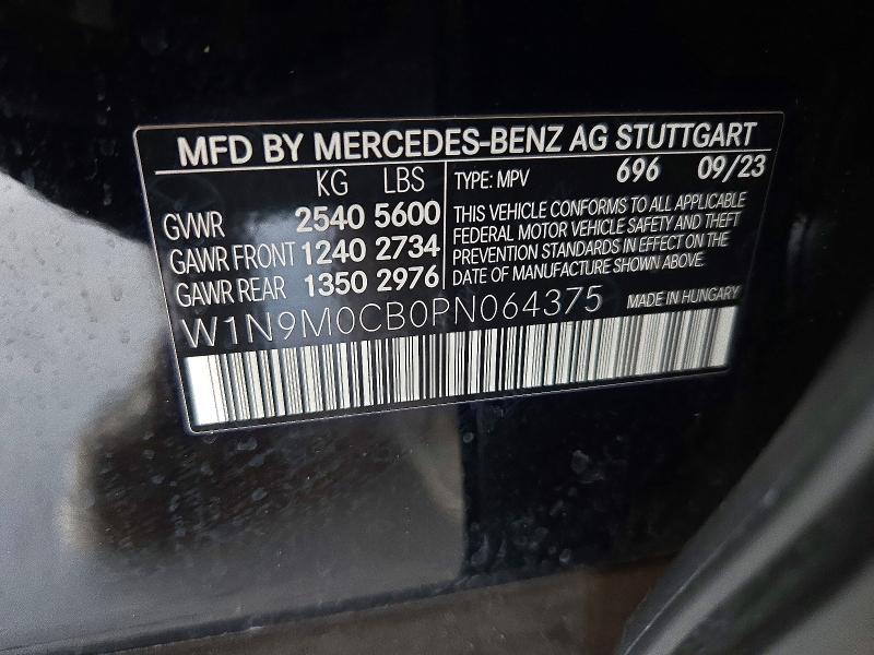 Aukcja sprzedaży 2023 Mercedes-benz Eqb, vin: W1N9M0CB0PN064375, numer aukcji: 72548526