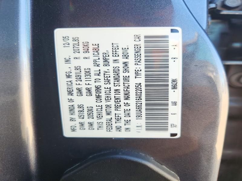 71670066 :رقم المزاد ، 19UUA66216A022054 vin ، 2006 Acura 3.2tl مزاد بيع