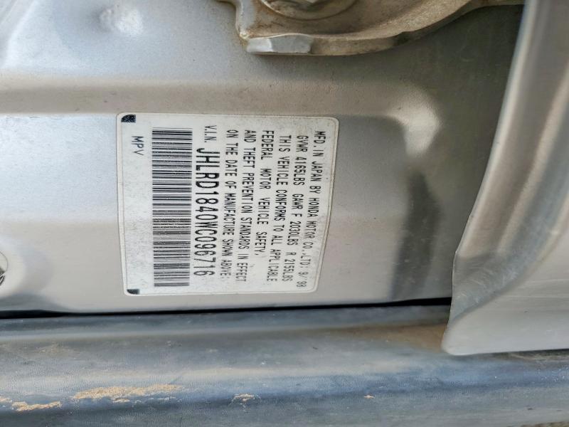 71303976 :رقم المزاد ، JHLRD1840WC096716 vin ، 1998 Honda Cr-v مزاد بيع