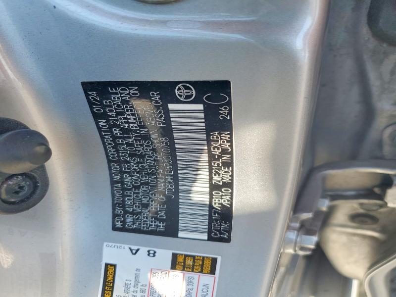 70826946 :رقم المزاد ، JTDBDMHE8R3010758 vin ، 2024 Toyota Corolla Hybrid مزاد بيع