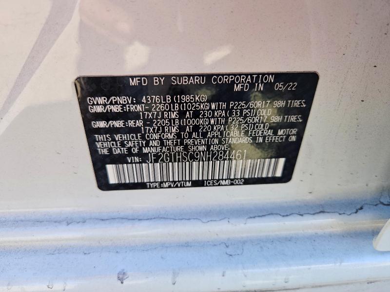 Aukcja sprzedaży 2022 Subaru Crosstrek, vin: JF2GTHSC9NH284461, numer aukcji: 71223116