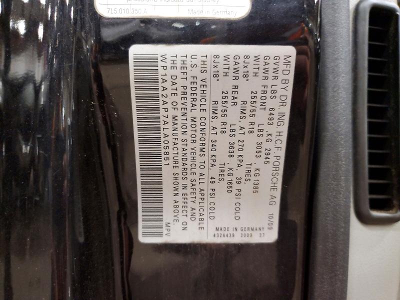 Продаж на аукціоні авто 2010 Porsche Cayenne, vin: WP1AA2AP7ALA05851, номер лоту: 72709686