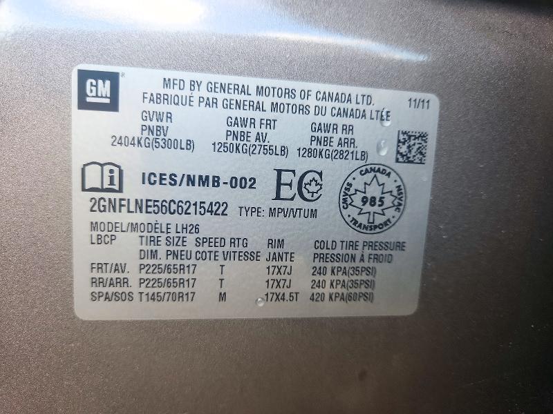 Продажа на аукционе авто 2012 Chevrolet Equinox, vin: 2GNFLNE56C6215422, номер лота: 72131496