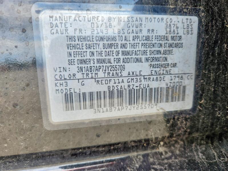 Продажа на аукционе авто 2018 Nissan Sentra, vin: 3N1AB7AP7JY255709, номер лота: 71379916
