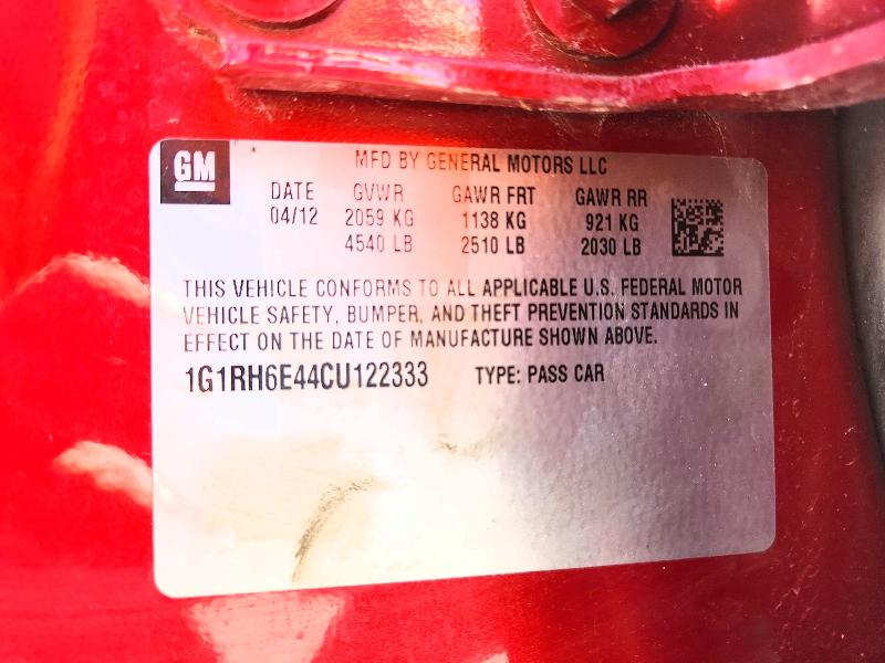 Продаж на аукціоні авто 2012 Chevrolet Volt, vin: 1G1RH6E44CU122333, номер лоту: 70931526