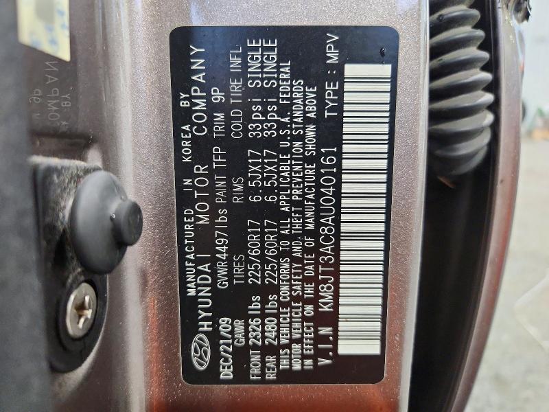 70782106 :رقم المزاد ، KM8JT3AC8AU040161 vin ، 2010 Hyundai Tucson مزاد بيع