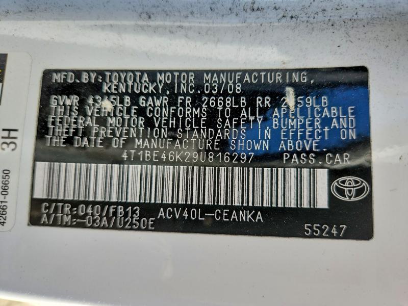 Продаж на аукціоні авто 2009 Toyota Camry, vin: 4T1BE46K29U816297, номер лоту: 71793756