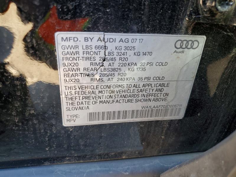 2018 Audi Q7 მანქანა იყიდება აუქციონზე, vin: WA1LAAF70JD005711, აუქციონის ნომერი: 71810636