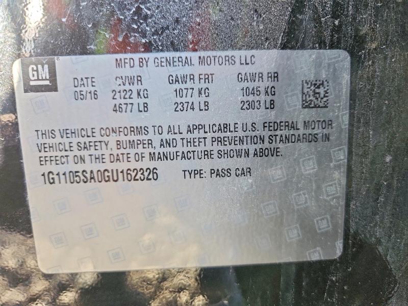 71475756 :رقم المزاد ، 1G1105SA0GU162326 vin ، 2016 Chevrolet Impala مزاد بيع