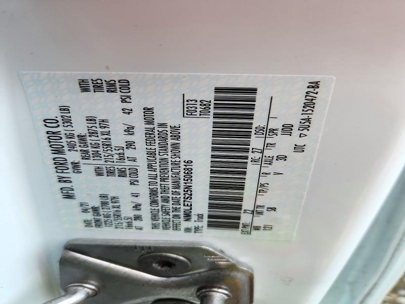 Продаж на аукціоні авто 2022 Ford Transit Connect, vin: NM0LE7S25N1506816, номер лоту: 72500686