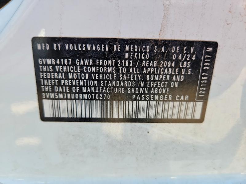2024 Volkswagen Jetta მანქანა იყიდება აუქციონზე, vin: 3VW5M7BU0RM070270, აუქციონის ნომერი: 71430096