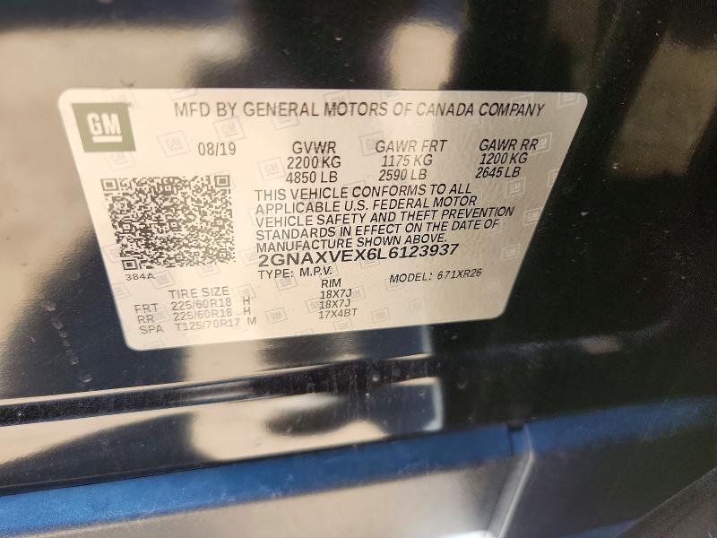Продажа на аукционе авто 2020 Chevrolet Equinox, vin: 2GNAXVEX6L6123937, номер лота: 71569426