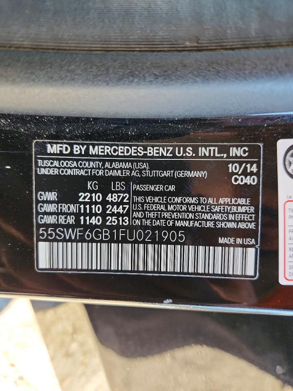 Продаж на аукціоні авто 2015 Mercedes-benz C, vin: 55SWF6GB1FU021905, номер лоту: 71558786