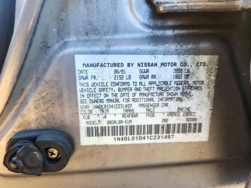 Продаж на аукціоні авто 2001 Nissan Altima, vin: 1N4DL01D41C231497, номер лоту: 72499606