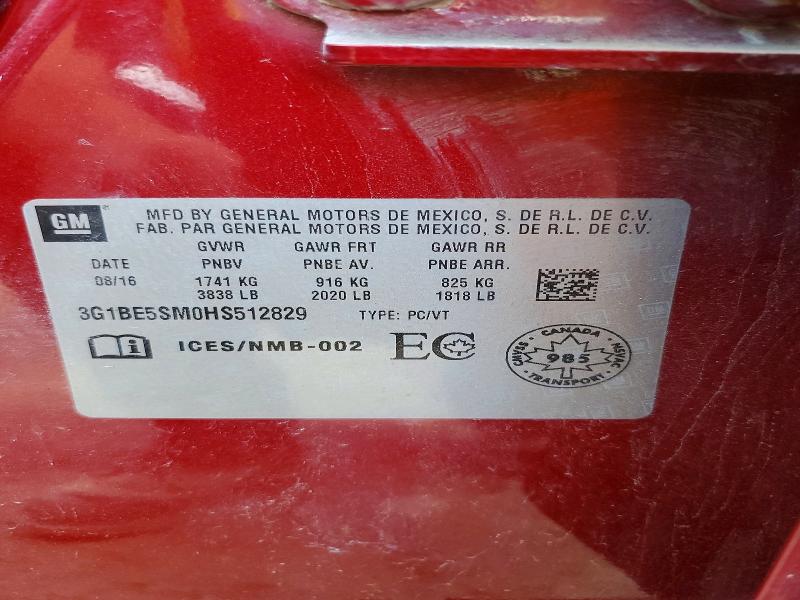 Продаж на аукціоні авто 2017 Chevrolet Cruze, vin: 3G1BE5SM0HS512829, номер лоту: 72356256