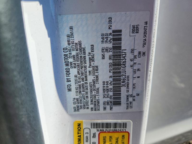 Продажа на аукционе авто 2016 Lincoln Mkz, vin: 3LN6L2LU1GR634371, номер лота: 71379246