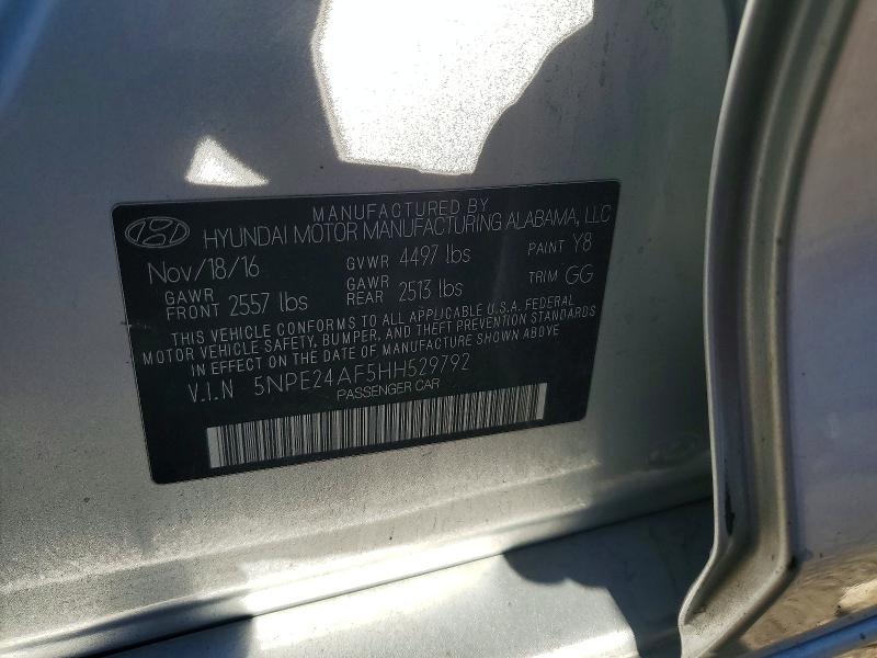 71487606 :رقم المزاد ، 5NPE24AF5HH529792 vin ، 2017 Hyundai Sonata مزاد بيع