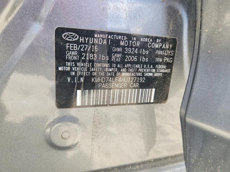 2017 Hyundai Elantra მანქანა იყიდება აუქციონზე, vin: KMHD74LF4HU127192, აუქციონის ნომერი: 71456356