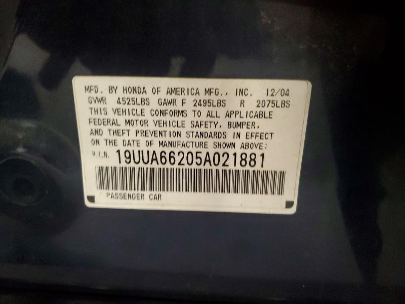 72478806 :رقم المزاد ، 19UUA66205A021881 vin ، 2005 Acura Tl مزاد بيع