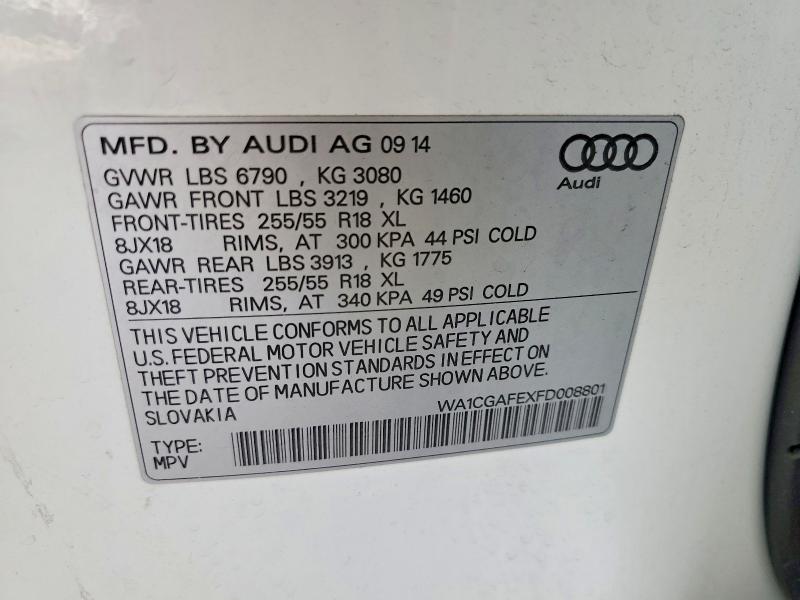 71673226 :رقم المزاد ، WA1CGAFEXFD008801 vin ، 2015 Audi Q7 مزاد بيع