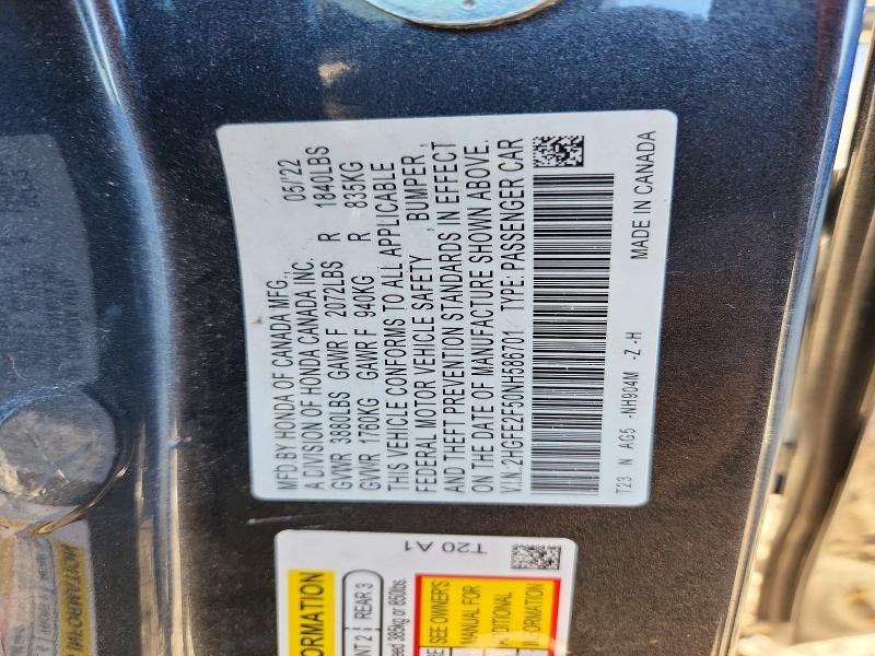 Продажа на аукционе авто 2022 Honda Civic, vin: 2HGFE2F50NH586701, номер лота: 70475126
