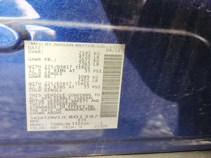 Aukcja sprzedaży 2018 Nissan Rogue, vin: 5N1AT2MV1JC801397, numer aukcji: 71928956