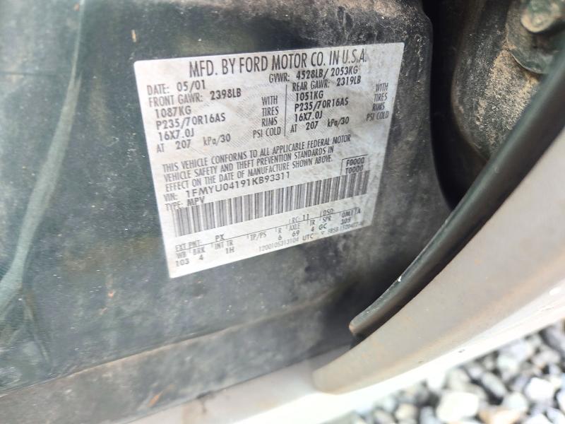 Aukcja sprzedaży 2001 Ford Escape, vin: 1FMYU04191KB93311, numer aukcji: 72164746