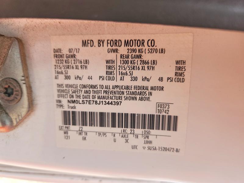 71475836 :رقم المزاد ، NM0LS7E78J1344397 vin ، 2018 Ford Transit Cargo مزاد بيع
