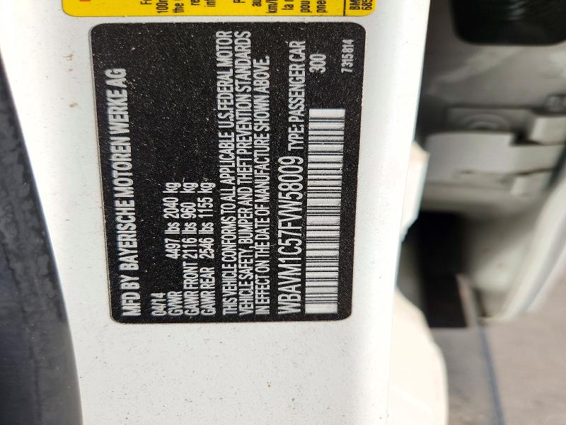 Продажа на аукционе авто 2015 Bmw X1, vin: WBAVM1C57FVW58009, номер лота: 73106476